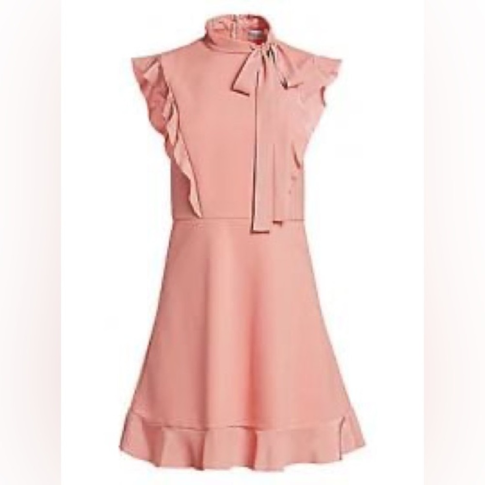 RED Valentino Blush crepe de chine bow abito Pink Ruffle Dress *38/2 *with tags